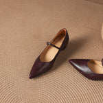 Evie Genuine Leather Pointed Toe Mary Jane Pumps