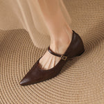Evie Genuine Leather Pointed Toe Mary Jane Pumps