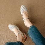 Bela Genuine Leather Hollow-Out Slingback Heels