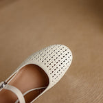 Bela Genuine Leather Hollow-Out Slingback Heels
