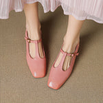 Reve Genuine Leather T-Strap Heels