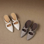 Selva Genuine Leather Cross-Strap Pointed Mules
