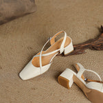 Klea Genuine Leather Cross-Strap Slingback Heels