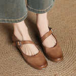 Remy Genuine Leather Almond Toe Mary Jane Flats