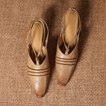 Enola Genuine Leather Cross strap Slingback Heels