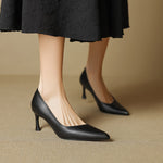 Aurea Genuine Leather Pointed-Toe Heels