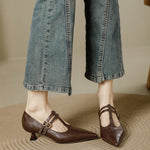 Mirel Genuine Leather T-Strap Pumps