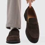 Milan Cowhide Suede Penny Loafers