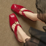 Aviel Genuine Leather Cross Strap Flats