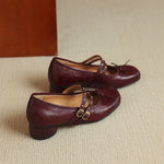 Alba Genuine Leather Studded Mary Jane Pumps