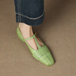 Leya Genuine Leather T-Strap Pumps