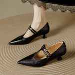 Mirel Genuine Leather T-Strap Pumps