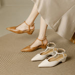 Nelsy Premium Leather T-Strap Slingback Heels