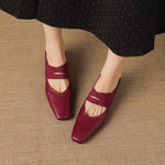 Maren Genuine Leather Square-Toe Mules