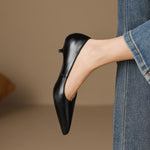 Zera Genuine Leather Pointed-Toe Heel Pumps