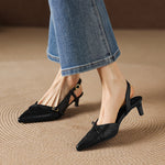 Elise Genuine Leather Pointed-Toe Slingback Heels