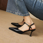 Luci Genuine Leather Pointed-Toe Mary Jane Heels