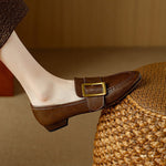 Rizon Genuine Leather Belt Buckle Shoes