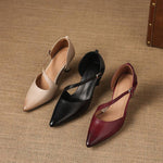 Evani Genuine Leather D'Orsay Heels