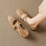 Odie Genuine Leather Cross Strap Flats