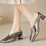 Luna Genuine Leather Sculpted Mule Heels