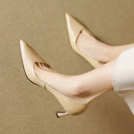 Aurea Genuine Leather Pointed-Toe Heels