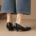 Zera Genuine Leather Pointed-Toe Heel Pumps