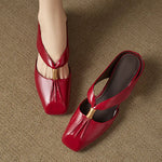 Aviel Genuine Leather Cross Strap Flats