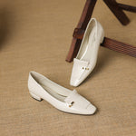 Selor Genuine Leather Square-Toe Pumps