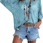 ELOWEN BEIGE CROCHET V-NECK TOP