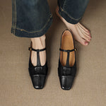 Leya Genuine Leather T-Strap Pumps