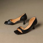 Avela Genuine Leather Open-Toe Heels