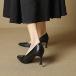 Aurea Genuine Leather Pointed-Toe Heels
