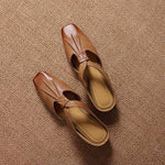 Olene Square-Toe Genuine Leather Mules