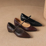 Evie Genuine Leather Pointed Toe Mary Jane Pumps