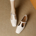 Velora Genuine Leather Square-Toe Mary Jane Pumps