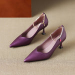 Raya Genuine Leather Rhinestone Anklet Pumps