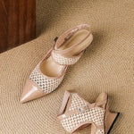 Velour Genuine Leather Slingbacks