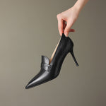 Nyla Genuine Leather Pointed-Toe Heel Pumps