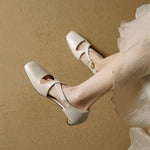 Cavra Genuine Leather Cross-Strap Heels