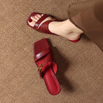 Kiara Genuine Leather Open-Toe Mule Heels