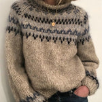 Baumwollpullover mit gemischtem neutralem Fair-Isle-Muster