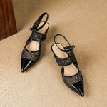 Velour Genuine Leather Slingbacks