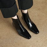 Nolia Genuine Leather Square-Toe Boots