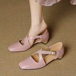 Cavra Genuine Leather Cross-Strap Heels