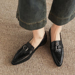 Nova Genuine Leather Pointed-Toe Loafers