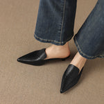 Cloe Genuine Leather Pointed-Toe Mules