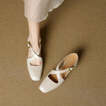 Cavra Genuine Leather Cross-Strap Heels