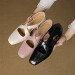 Cavra Genuine Leather Cross-Strap Heels