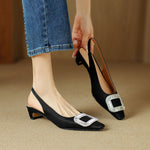 Glea Genuine Leather Slingback Heels